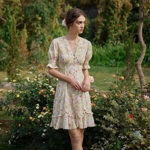 Simple Retro- Kora Floral Printed Midi Dress